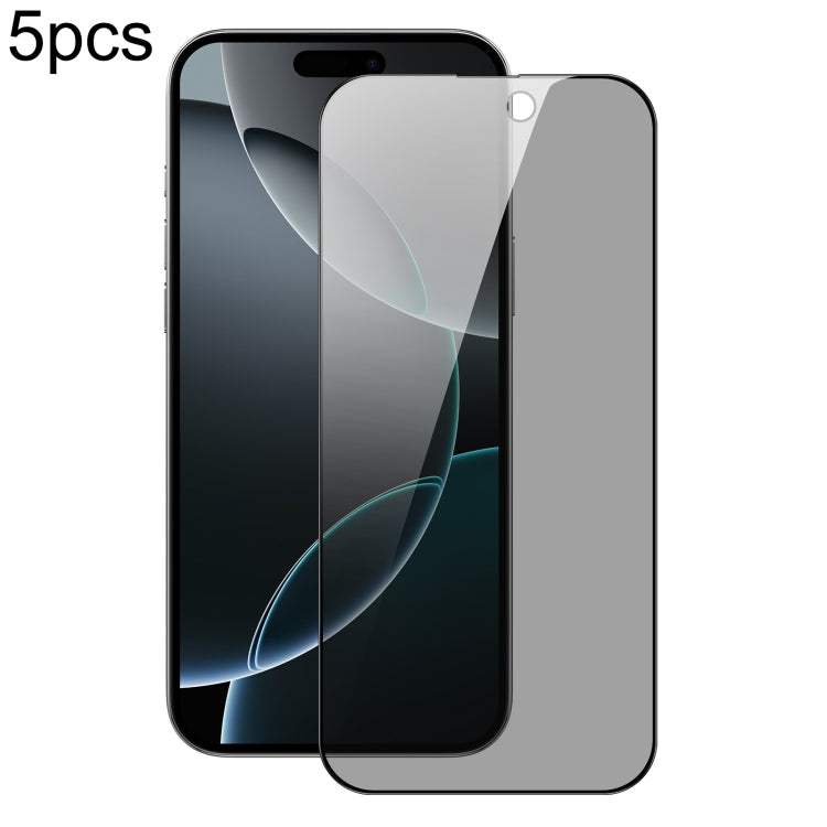 5pcs DUX DUCIS 0.33mm 9H High Aluminum Anti-spy HD Tempered Glass Film, For iPhone 16 Pro Max, For iPhone 16 Pro, For iPhone 16 Plus, For iPhone 16, iPhone 16e