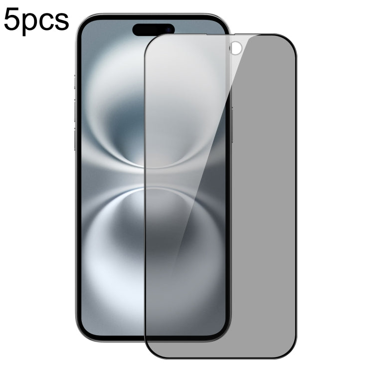 5pcs DUX DUCIS 0.33mm 9H High Aluminum Anti-spy HD Tempered Glass Film, For iPhone 16 Pro Max, For iPhone 16 Pro, For iPhone 16 Plus, For iPhone 16, iPhone 16e