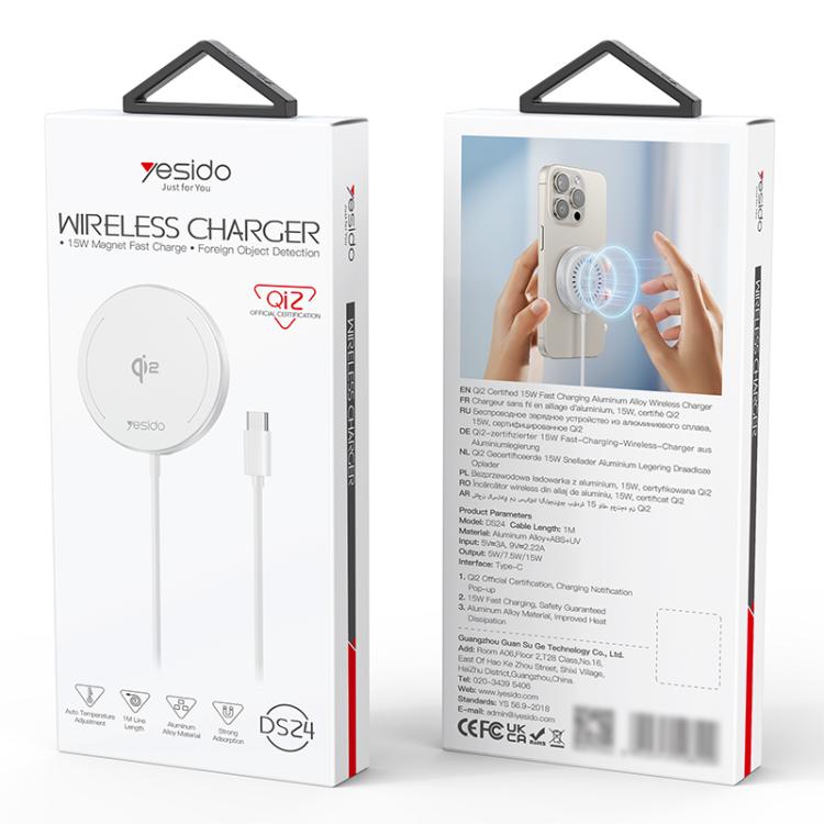 Yesido DS24 15W QI2.0 Desktop Magnetic Fast Charging Wireless Charger, DS24