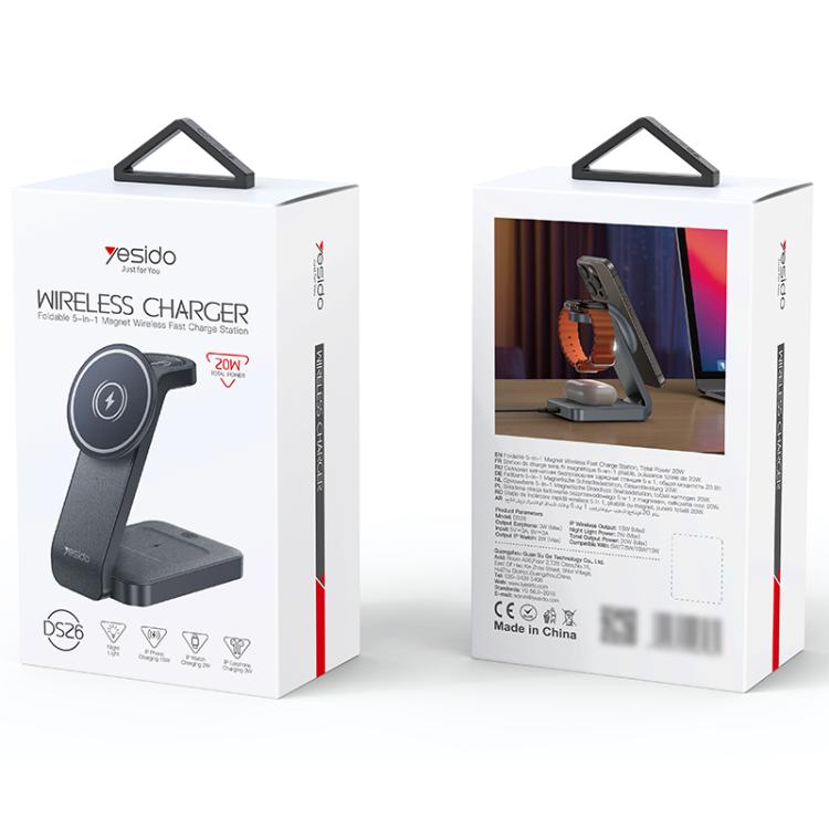 Yesido DS26 4-in-1 Magnetic Wireless Charging Stand with Night Light, DS26