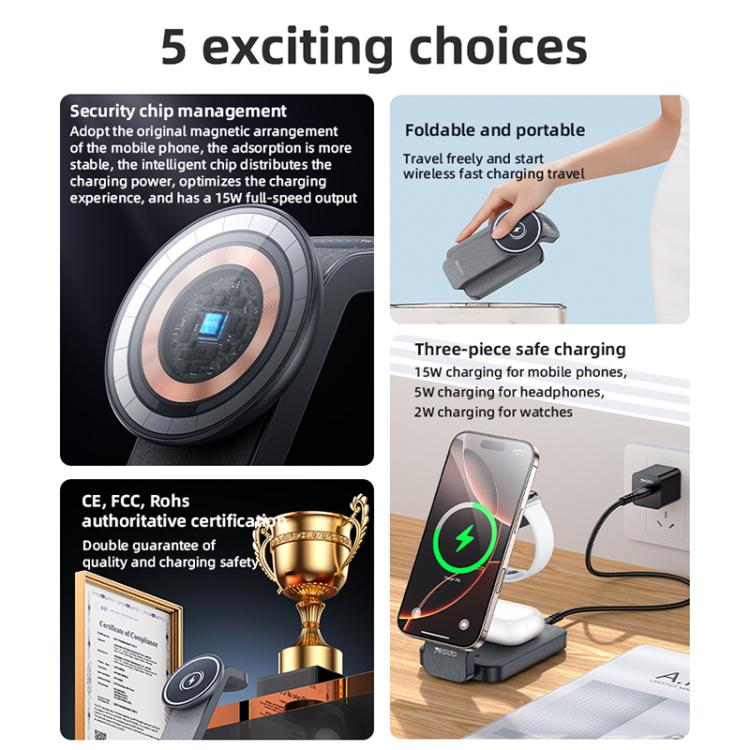 Yesido DS26 4-in-1 Magnetic Wireless Charging Stand with Night Light, DS26