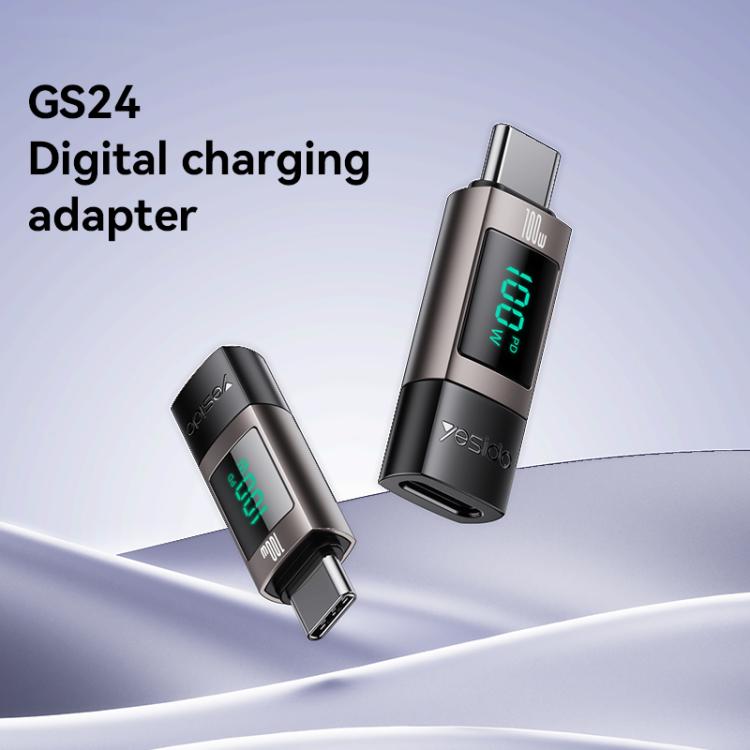 Yesido GS24 100W USB-C / Type-C to USB-C / Type-C Aluminum Alloy Digital Display Adapter, Type-C to Type-C