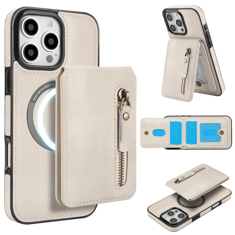 Zipper Wallet Split MagSafe Leather Back Phone Case, For iPhone 16e, For iPhone 16 Pro Max, For iPhone 16 Pro, For iPhone 16 Plus, For iPhone 16, For iPhone 15 Pro Max