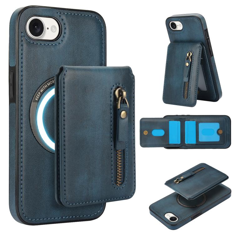 Zipper Wallet Split MagSafe Leather Back Phone Case, For iPhone 16e, For iPhone 16 Pro Max, For iPhone 16 Pro, For iPhone 16 Plus, For iPhone 16, For iPhone 15 Pro Max