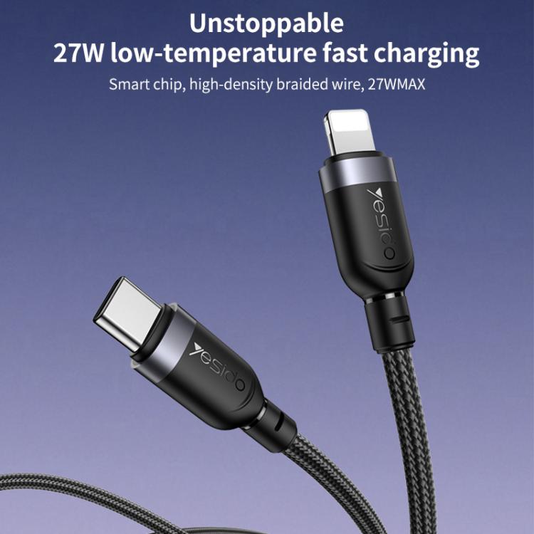 Yesido CA187 27W Type-C to 8 Pin Aluminum Alloy Data Cable, Length: 0.3m, 0.3m