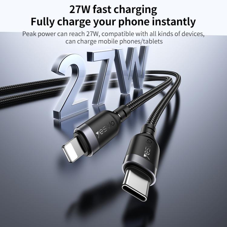 Yesido CA187 27W Type-C to 8 Pin Aluminum Alloy Data Cable, Length: 0.3m, 0.3m