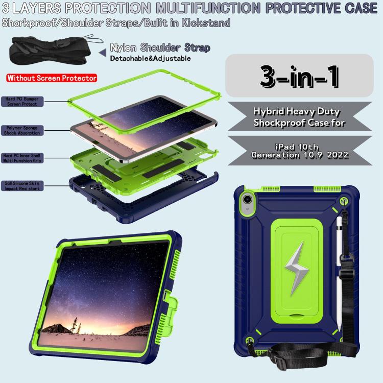 Armor Bolt Shape Holder Silicone Hybrid PC Tablet Case, For iPad 2025 / 2022, For iPad 10.2 2021 / 2020 / 2019, For iPad 9.7 2018 / Air / Air 2