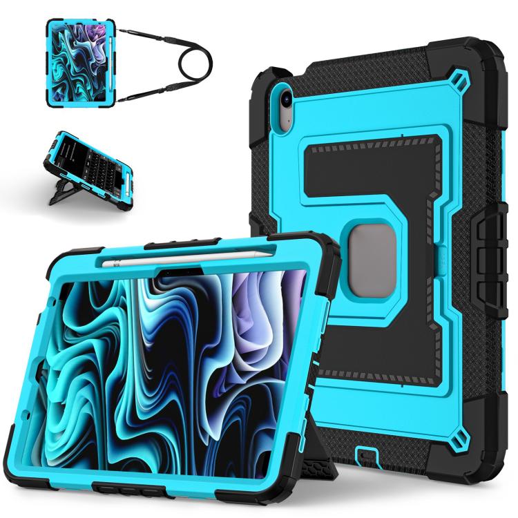 Big Holder Silicone Hydric PC Tablet Case with Shoulder Strap, For iPad 2025 / 2022, For iPad Air 11 2025 / 2024, For iPad mini 6 2021 / mini 2024, For iPad 10.2 1021 / 10.5 2019
