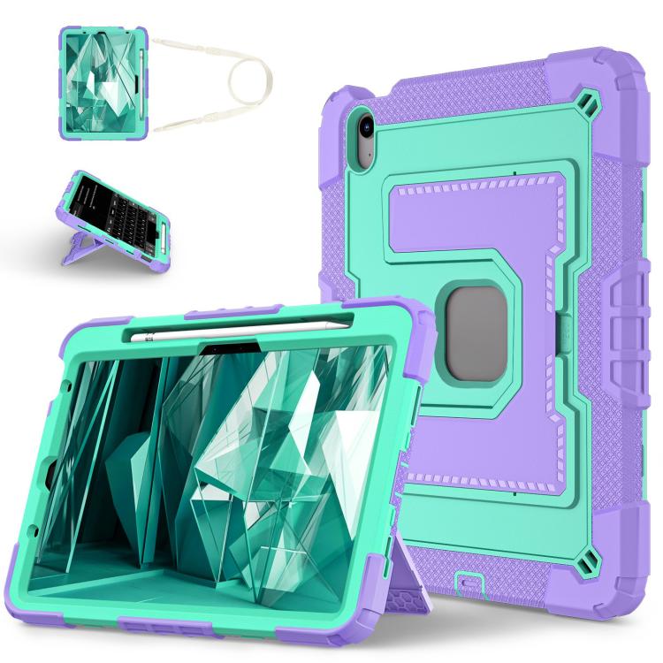 Big Holder Silicone Hydric PC Tablet Case with Shoulder Strap, For iPad 2025 / 2022, For iPad Air 11 2025 / 2024, For iPad mini 6 2021 / mini 2024, For iPad 10.2 1021 / 10.5 2019