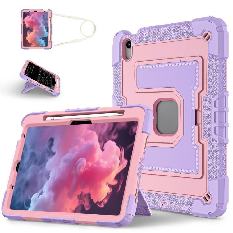 Big Holder Silicone Hydric PC Tablet Case with Shoulder Strap, For iPad 2025 / 2022, For iPad Air 11 2025 / 2024, For iPad mini 6 2021 / mini 2024, For iPad 10.2 1021 / 10.5 2019