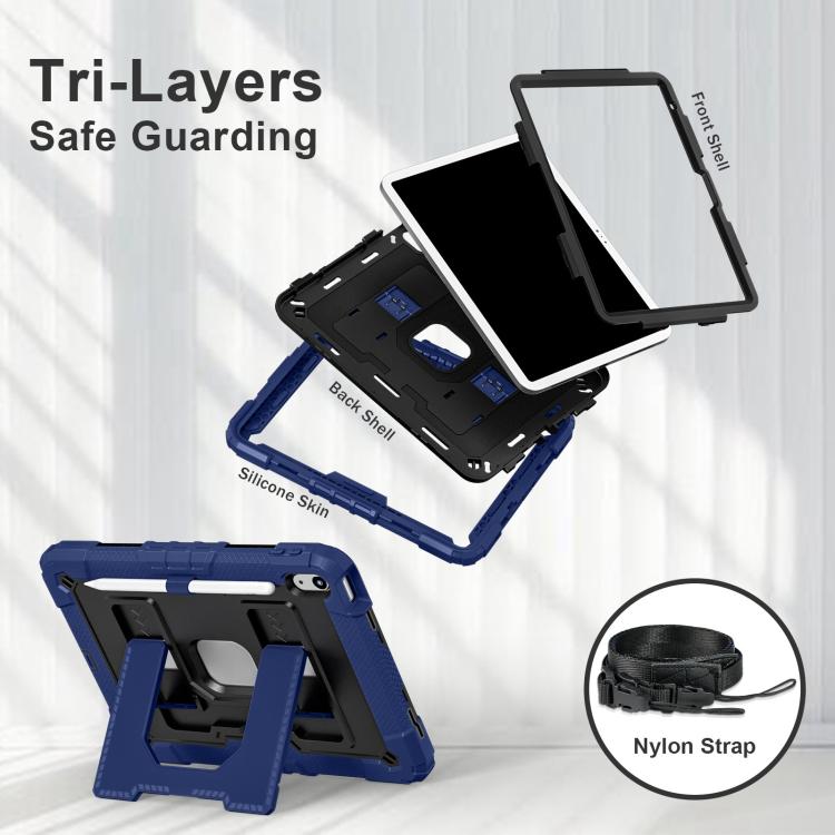 Big Holder Silicone Hydric PC Tablet Case with Shoulder Strap, For iPad 2025 / 2022, For iPad Air 11 2025 / 2024, For iPad mini 6 2021 / mini 2024, For iPad 10.2 1021 / 10.5 2019