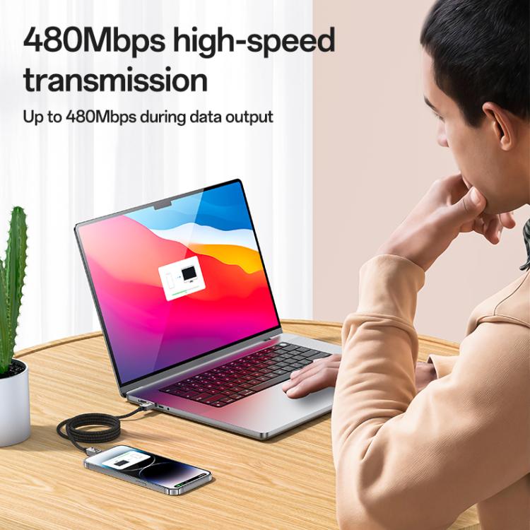 Yesido CA195 27W 3A USB-C / Type-C to 8 Pin Zinc Alloy Data Cable, CA195