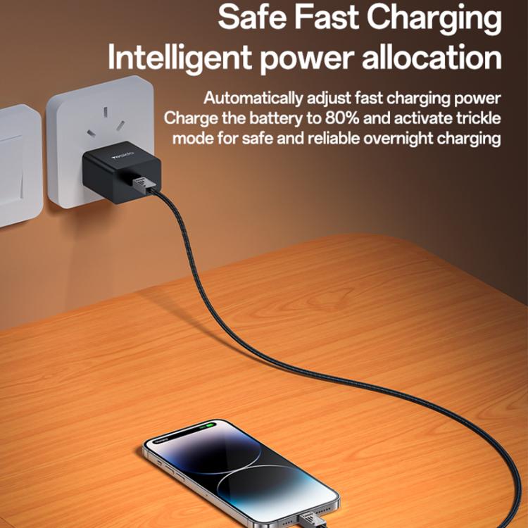 Yesido CA195 27W 3A USB-C / Type-C to 8 Pin Zinc Alloy Data Cable, CA195