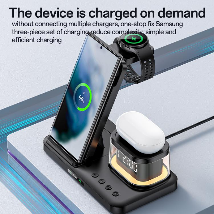 Yesido DS23 5 in 1 Multifunction Clock Wireless Fast Charge Station, For Samsung Phone Series / Watch / EarPods