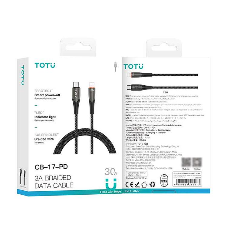 TOTU CB-17-PD 30W USB-C / Type-C to 8 Pin Smart Power-off Data Cable, CB-17-PD