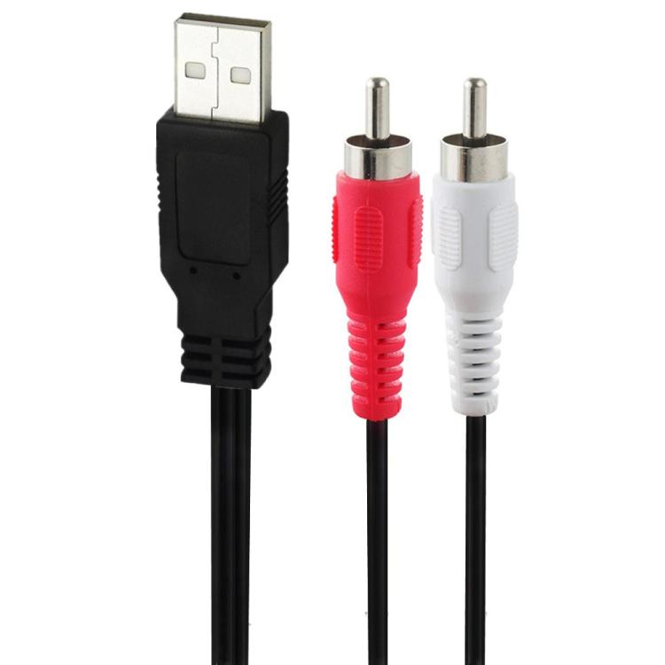 JUNSUNMAY 1.5m USB 2.0 Male to 2 RCA Male Video AV Converter Audio Splitter Cable, 1.5m USB M to 2 RCA