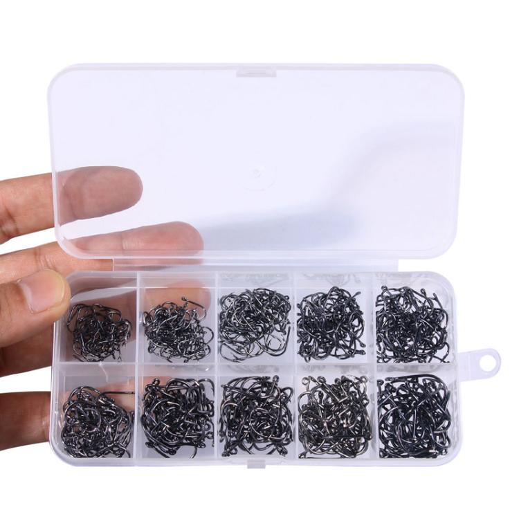 HENGJIA FH032 3-12# Outdoor Fishing Single Hook With Ring, 500pcs / Box