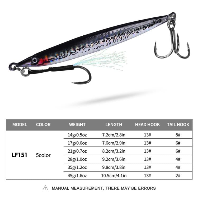 PROBEROS LF151 Long-Distance Casting Sinking Lure 3D Fast-Draw Sea Fishing Mackerel Hook, 14G, 17G, 21G, 28G, 35G, 45G