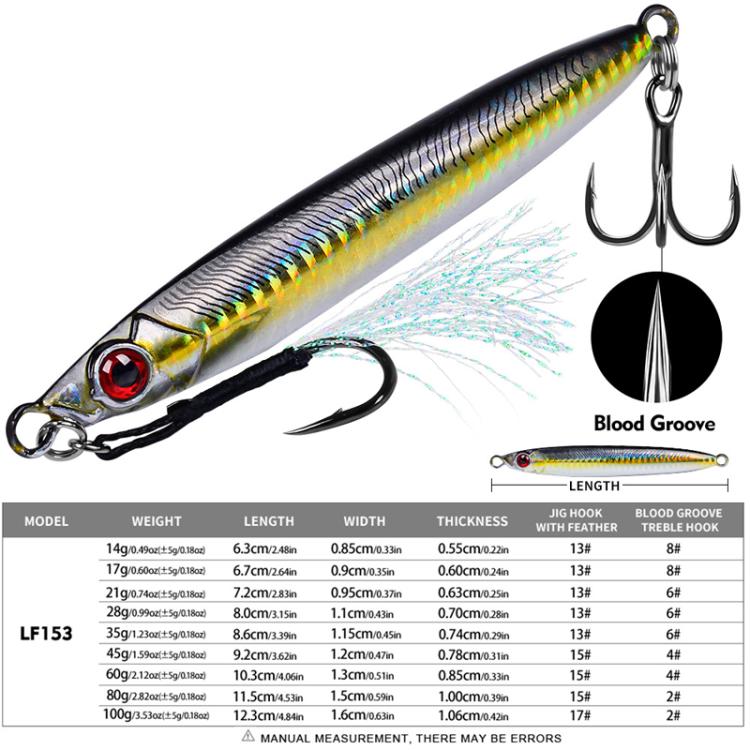 PROBEROS LF153 3D Fast Twitch Sea Fishing Road Runner Lure Long Casting Quick Sinking False Bait, 14G, 17G, 28G, 35G, 45G, 60G, 80G, 100G
