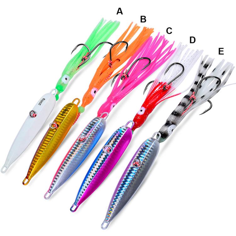 PROBEROS LF159 Luminous Bearded Squid Hook Slow Cranking Road Runner Iron Plate Bionic False Bait, 40G, 60G, 80G, 100G, 120G, 150G, 180G, 200G