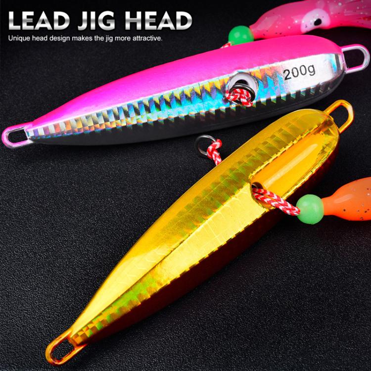 PROBEROS LF159 Luminous Bearded Squid Hook Slow Cranking Road Runner Iron Plate Bionic False Bait, 40G, 60G, 80G, 100G, 120G, 150G, 180G, 200G