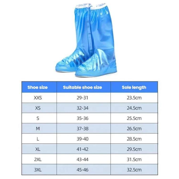 38cm Outdoor PVC Thickened Anti-Skid Rainproof High-Top Shoe Covers, S 35-36, M 37-38, L 39-40, XL 41-42, XXL 43-44, XXXL 45-46