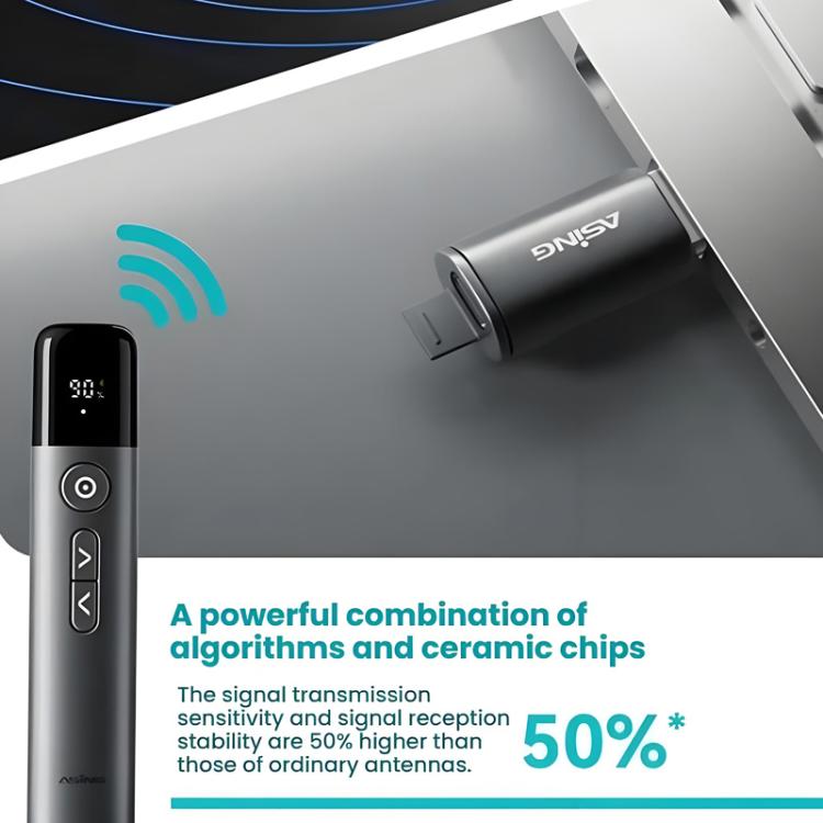 ASiNG A17 Pro Dual Mode Wireless Laser Presentation Pointer - USB/Bluetooth Rechargeable Adjustable Brightness, A17 Pro
