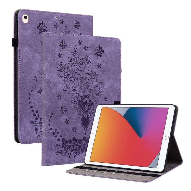Butterfly Rose Embossed Leather Smart Tablet Case, For iPad Air 11 2025 / 2024, For iPad mini 2024 / mini 6, For iPad Pro 11 2024, For iPad 10.2 2021 / Air 10.5 2019, For iPad Pro 11 2021 / Air 4 2020, For iPad mini 5 / 4 / 3 / 2 / 1�������������������...