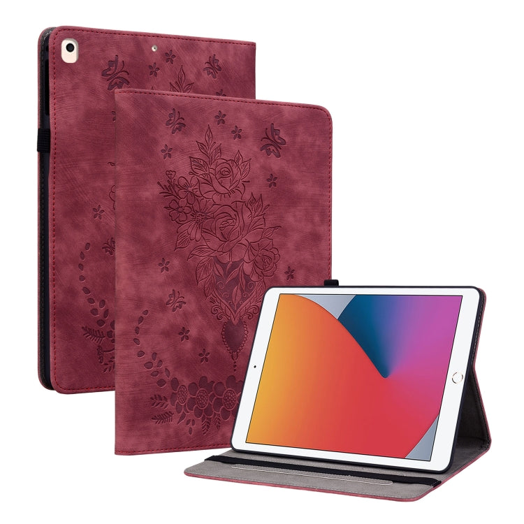 Butterfly Rose Embossed Leather Smart Tablet Case, For iPad Air 11 2025 / 2024, For iPad mini 2024 / mini 6, For iPad Pro 11 2024, For iPad 10.2 2021 / Air 10.5 2019, For iPad Pro 11 2021 / Air 4 2020, For iPad mini 5 / 4 / 3 / 2 / 1�������������������...