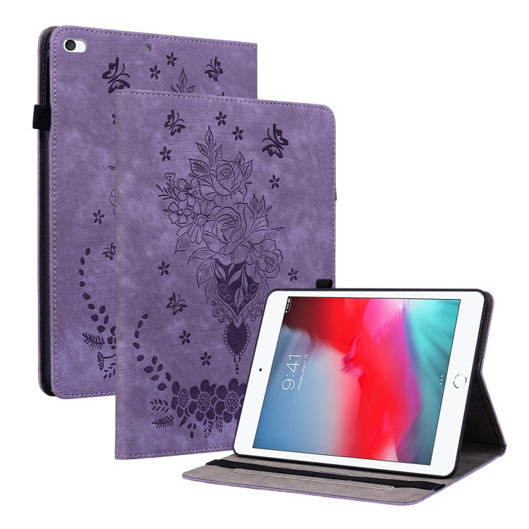 Butterfly Rose Embossed Leather Smart Tablet Case, For iPad Air 11 2025 / 2024, For iPad mini 2024 / mini 6, For iPad Pro 11 2024, For iPad 10.2 2021 / Air 10.5 2019, For iPad Pro 11 2021 / Air 4 2020, For iPad mini 5 / 4 / 3 / 2 / 1�������������������...