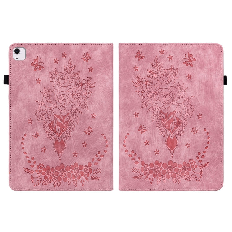 Butterfly Rose Embossed Leather Smart Tablet Case, For iPad Air 11 2025 / 2024, For iPad mini 2024 / mini 6, For iPad Pro 11 2024, For iPad 10.2 2021 / Air 10.5 2019, For iPad Pro 11 2021 / Air 4 2020, For iPad mini 5 / 4 / 3 / 2 / 1�������������������...