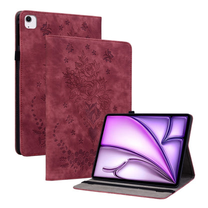 Butterfly Rose Embossed Leather Smart Tablet Case, For iPad Air 11 2025 / 2024, For iPad mini 2024 / mini 6, For iPad Pro 11 2024, For iPad 10.2 2021 / Air 10.5 2019, For iPad Pro 11 2021 / Air 4 2020, For iPad mini 5 / 4 / 3 / 2 / 1�������������������...