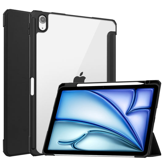 Pure Color 3-fold Clear TPU Smart Leather Tablet Case, For iPad Air 11 2025 / 2024