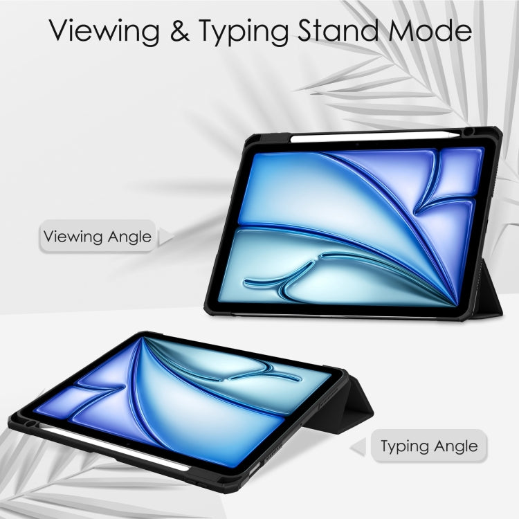Pure Color 3-fold Clear TPU Smart Leather Tablet Case, For iPad Air 11 2025 / 2024