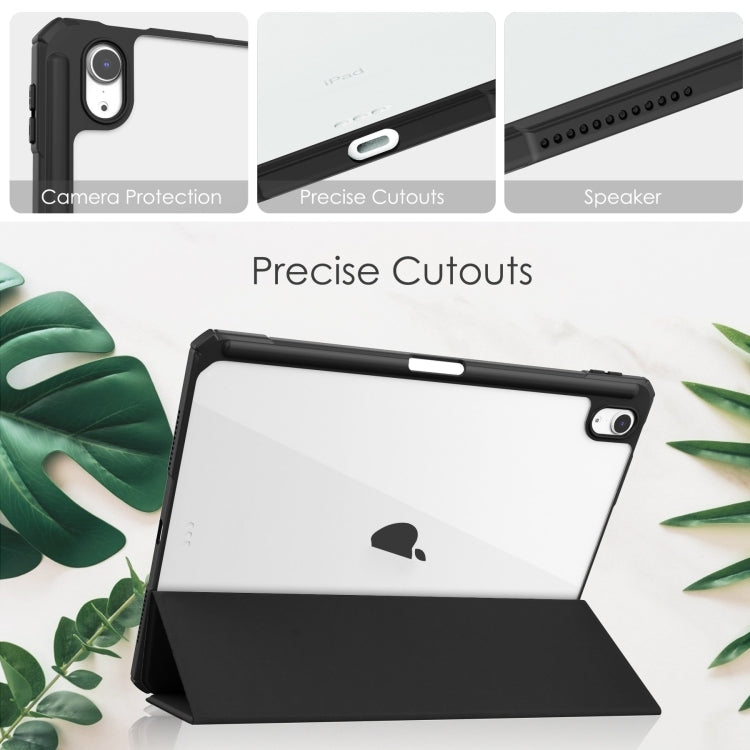 Pure Color 3-fold Clear TPU Smart Leather Tablet Case, For iPad Air 11 2025 / 2024