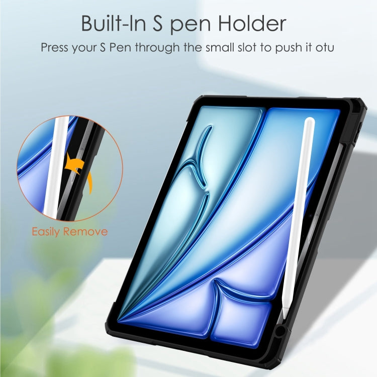 Pure Color 3-fold Clear TPU Smart Leather Tablet Case, For iPad Air 11 2025 / 2024