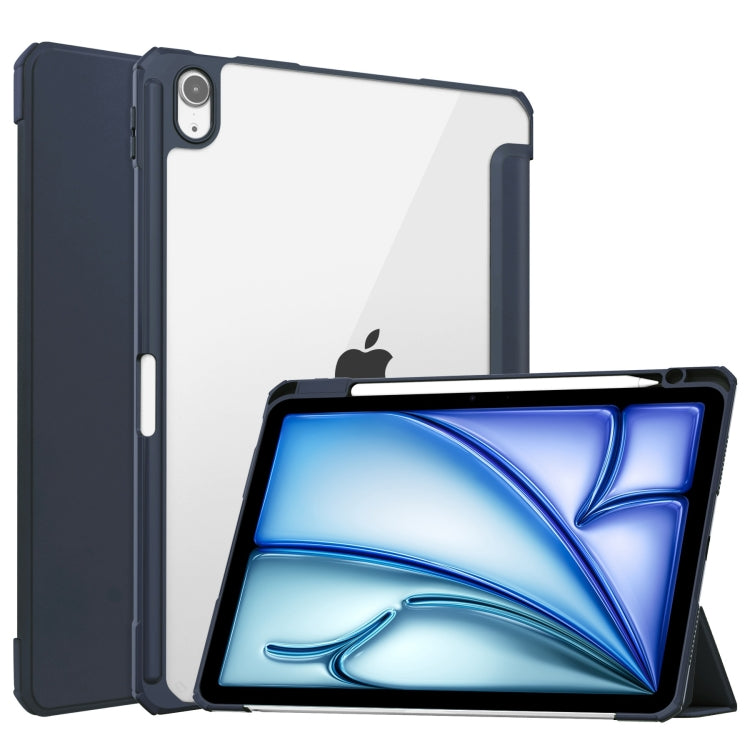 Pure Color 3-fold Clear TPU Smart Leather Tablet Case, For iPad Air 11 2025 / 2024