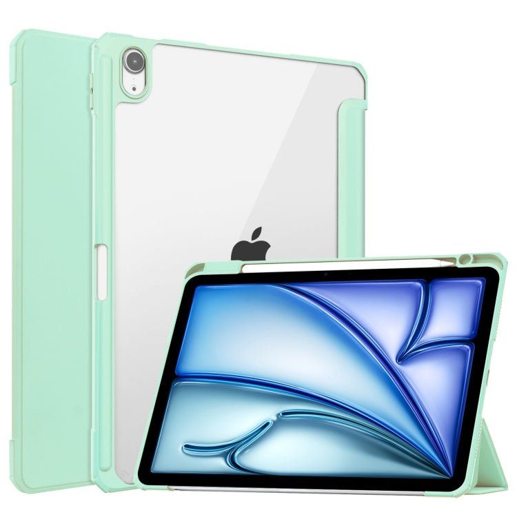 Pure Color 3-fold Clear TPU Smart Leather Tablet Case, For iPad Air 11 2025 / 2024