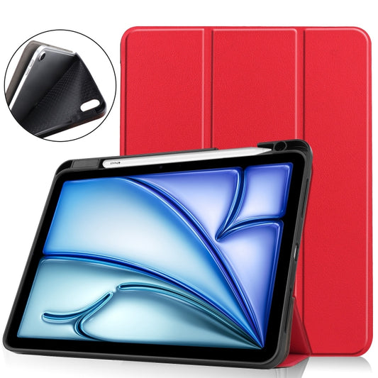 Custer TPU Pure Color 3-Fold Holder Smart Leather Tablet Case, For iPad Air 11 2024 / 2025