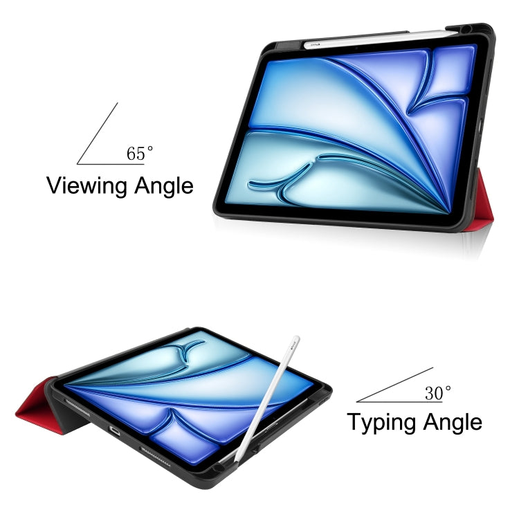 Custer TPU Pure Color 3-Fold Holder Smart Leather Tablet Case, For iPad Air 11 2024 / 2025