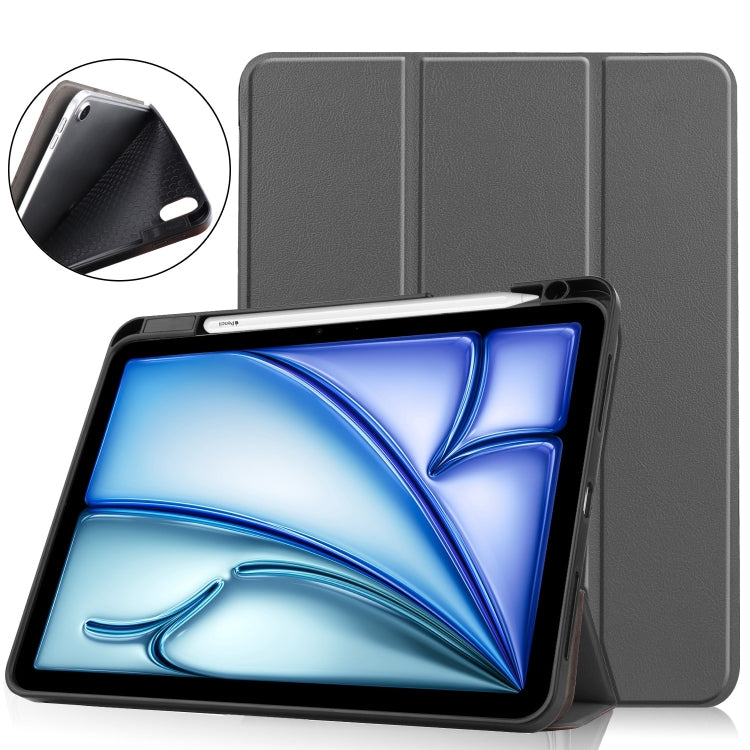Custer TPU Pure Color 3-Fold Holder Smart Leather Tablet Case, For iPad Air 11 2024 / 2025