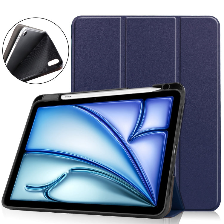Custer TPU Pure Color 3-Fold Holder Smart Leather Tablet Case, For iPad Air 11 2024 / 2025