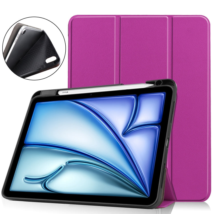 Custer TPU Pure Color 3-Fold Holder Smart Leather Tablet Case, For iPad Air 11 2024 / 2025