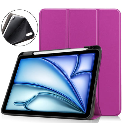 Custer TPU Pure Color 3-Fold Holder Smart Leather Tablet Case, For iPad Air 11 2024 / 2025