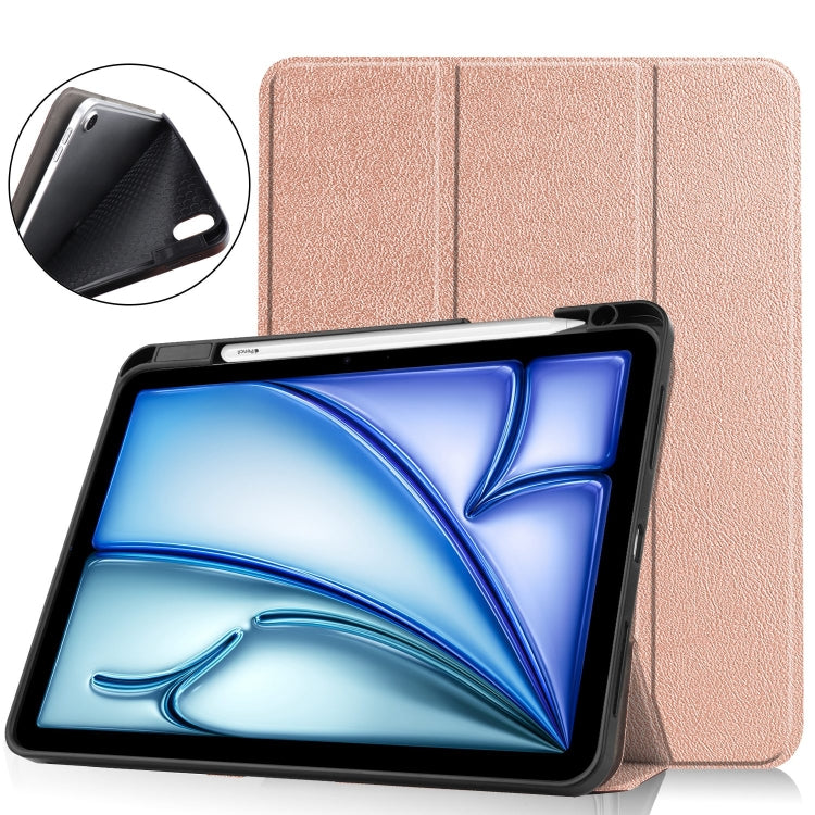 Custer TPU Pure Color 3-Fold Holder Smart Leather Tablet Case, For iPad Air 11 2024 / 2025