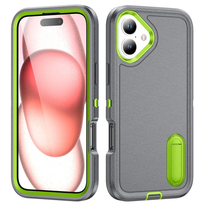 Rugged PC + Silicone Phone Case with Holder, For iPhone 16
