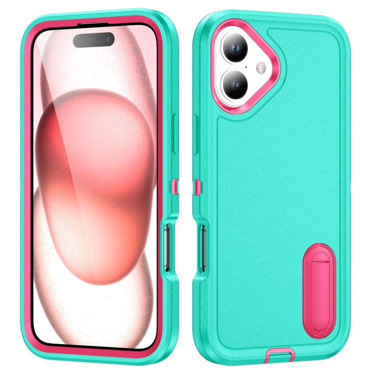 Rugged PC + Silicone Phone Case with Holder, For iPhone 16