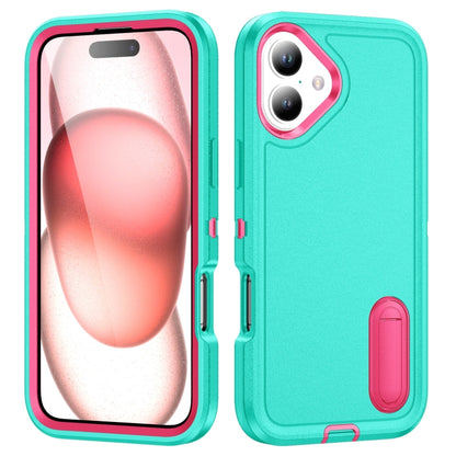 Rugged PC + Silicone Phone Case with Holder, For iPhone 16