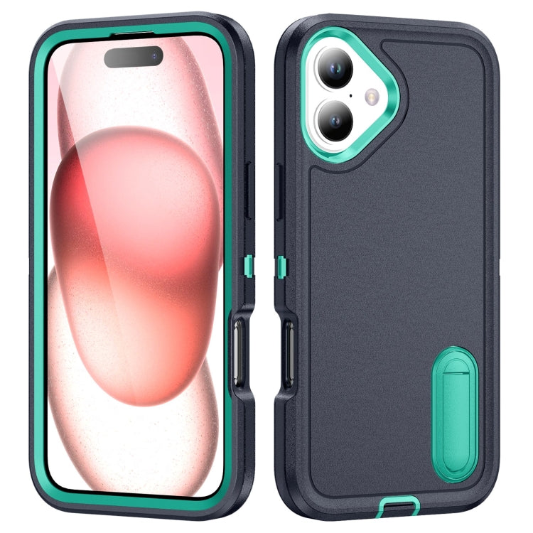 Rugged PC + Silicone Phone Case with Holder, For iPhone 16