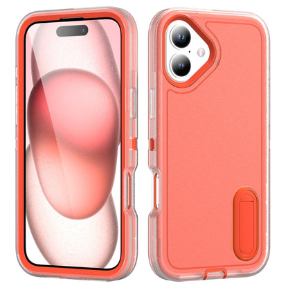 Rugged PC + Silicone Phone Case with Holder, For iPhone 16